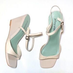 Jeffrey Campbell White Open Toe Wedge Ankle Strap Sandals 8